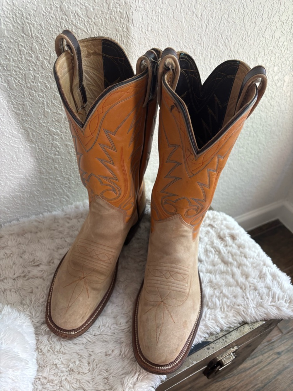 SOLD Vintage Handmade Pablo Jass Texas Roughout Cowboy Boots Size 9 Ray Jones